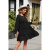 image:imageRVivimos Womens Fall Cotton Long Sleeves Ruffled Casual Loose Swing Flowy Tunic Mini DressBlack