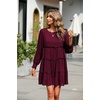 image:imageRVivimos Womens Fall Cotton Long Sleeves Ruffled Casual Loose Swing Flowy Tunic Mini DressBurgundy