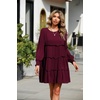 image:imageRVivimos Womens Fall Cotton Long Sleeves Ruffled Casual Loose Swing Flowy Tunic Mini DressBurgundy
