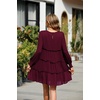 image:imageRVivimos Womens Fall Cotton Long Sleeves Ruffled Casual Loose Swing Flowy Tunic Mini DressBurgundy