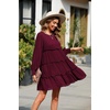 image:imageRVivimos Womens Fall Cotton Long Sleeves Ruffled Casual Loose Swing Flowy Tunic Mini DressBurgundy