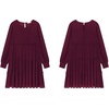 image:imageRVivimos Womens Fall Cotton Long Sleeves Ruffled Casual Loose Swing Flowy Tunic Mini DressBurgundy