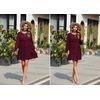 image:imageRVivimos Womens Fall Cotton Long Sleeves Ruffled Casual Loose Swing Flowy Tunic Mini DressBurgundy