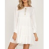 image:imageRVivimos Womens Fall Cotton Long Sleeves Ruffled Casual Loose Swing Flowy Tunic Mini DressWhite