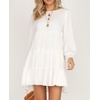 image:imageRVivimos Womens Fall Cotton Long Sleeves Ruffled Casual Loose Swing Flowy Tunic Mini DressWhite