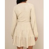 image:imageRVivimos Womens Fall Dresses Lantern Sleeve V Neck Stretchy Ribbed Knit ALine Tiered Mini Skater DressBeige