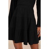 image:imageRVivimos Womens Fall Dresses Lantern Sleeve V Neck Stretchy Ribbed Knit ALine Tiered Mini Skater DressBlack