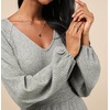 image:imageRVivimos Womens Fall Dresses Lantern Sleeve V Neck Stretchy Ribbed Knit ALine Tiered Mini Skater DressGrey