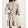 image:imageRVivimos Womens Fall Dresses Lantern Sleeve V Neck Stretchy Ribbed Knit ALine Tiered Mini Skater DressKhaki