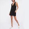 image:imageRVivimos Womens Fall Faux Suede Vintage V Neck Sleeveless Overall Dress with PocketsBlack