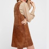 image:imageRVivimos Womens Fall Faux Suede Vintage V Neck Sleeveless Overall Dress with PocketsBrown