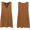 image:imageRVivimos Womens Fall Faux Suede Vintage V Neck Sleeveless Overall Dress with PocketsBrown