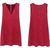 image:imageRVivimos Womens Fall Faux Suede Vintage V Neck Sleeveless Overall Dress with PocketsWine Red