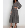 image:imageRVivimos Womens Fall Long Sleeve Casual Dresses Wrap V Neck Tiered Ruffle Flowy Midi Dress with BeltBlack2
