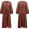 image:imageRVivimos Womens Fall Long Sleeve Casual Dresses Wrap V Neck Tiered Ruffle Flowy Midi Dress with BeltBrown