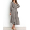 image:imageRVivimos Womens Fall Long Sleeve Casual Dresses Wrap V Neck Tiered Ruffle Flowy Midi Dress with BeltBrown2