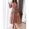 image:imageRVivimos Womens Fall Long Sleeve Casual Dresses Wrap V Neck Tiered Ruffle Flowy Midi Dress with BeltDustyrose2