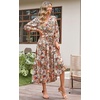 image:imageRVivimos Womens Fall Long Sleeve Casual Dresses Wrap V Neck Tiered Ruffle Flowy Midi Dress with BeltMultiyellow