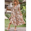image:imageRVivimos Womens Fall Long Sleeve Casual Dresses Wrap V Neck Tiered Ruffle Flowy Midi Dress with BeltMultiyellow