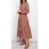 image:imageRVivimos Womens Fall Long Sleeve Casual Dresses Wrap V Neck Tiered Ruffle Flowy Midi Dress with BeltPink