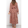 image:imageRVivimos Womens Fall Long Sleeve Casual Dresses Wrap V Neck Tiered Ruffle Flowy Midi Dress with BeltPink
