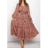 image:imageRVivimos Womens Fall Long Sleeve Casual Dresses Wrap V Neck Tiered Ruffle Flowy Midi Dress with BeltPink