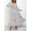 image:imageRVivimos Womens Fall Long Sleeve Casual Dresses Wrap V Neck Tiered Ruffle Flowy Midi Dress with BeltWhite