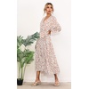 image:imageRVivimos Womens Fall Long Sleeve Casual Dresses Wrap V Neck Tiered Ruffle Flowy Midi Dress with BeltWhitebrown