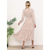 image:imageRVivimos Womens Fall Long Sleeve Casual Dresses Wrap V Neck Tiered Ruffle Flowy Midi Dress with BeltWhitebrown