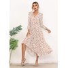 image:imageRVivimos Womens Fall Long Sleeve Casual Dresses Wrap V Neck Tiered Ruffle Flowy Midi Dress with BeltWhitebrown