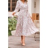 image:imageRVivimos Womens Fall Long Sleeve Casual Dresses Wrap V Neck Tiered Ruffle Flowy Midi Dress with BeltWhitepinkfloral