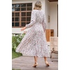 image:imageRVivimos Womens Fall Long Sleeve Casual Dresses Wrap V Neck Tiered Ruffle Flowy Midi Dress with BeltWhitepinkfloral