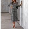 image:imageRVivimos Womens Fall Long Sleeve Crew Neck Casual Polka Dots Midi Dress with PocketsBlack