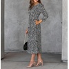 image:imageRVivimos Womens Fall Long Sleeve Crew Neck Casual Polka Dots Midi Dress with PocketsBlack