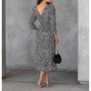 image:imageRVivimos Womens Fall Long Sleeve Crew Neck Casual Polka Dots Midi Dress with PocketsBlack