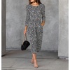 image:imageRVivimos Womens Fall Long Sleeve Crew Neck Casual Polka Dots Midi Dress with PocketsBlack