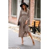 image:imageRVivimos Womens Fall Long Sleeve Crew Neck Casual Polka Dots Midi Dress with PocketsKhaki