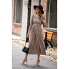 image:imageRVivimos Womens Fall Long Sleeve Crew Neck Casual Polka Dots Midi Dress with PocketsKhaki