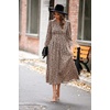 image:imageRVivimos Womens Fall Long Sleeve Crew Neck Casual Polka Dots Midi Dress with PocketsKhaki