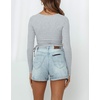 image:imageRVivimos Womens Fall Long Sleeve T Shirts Ruched Drawstrings Knit Stretchy Slim Crop TopsLightgrey