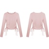 image:imageRVivimos Womens Fall Long Sleeve T Shirts Ruched Drawstrings Knit Stretchy Slim Crop TopsPink