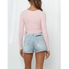 image:imageRVivimos Womens Fall Long Sleeve T Shirts Ruched Drawstrings Knit Stretchy Slim Crop TopsPink