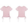 image:imageRVivimos Womens Fall Long Sleeve T Shirts Ruched Drawstrings Knit Stretchy Slim Crop TopsPinkshortsleeve