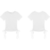 image:imageRVivimos Womens Fall Long Sleeve T Shirts Ruched Drawstrings Knit Stretchy Slim Crop TopsWhiteshortsleeve