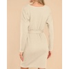 image:imageRVivimos Womens Fall Sweater Dress Casual Long Sleeve Crew Neck Elastic Knit Elegant Mini Dress with BeltBeige