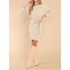 image:imageRVivimos Womens Fall Sweater Dress Casual Long Sleeve Crew Neck Elastic Knit Elegant Mini Dress with BeltBeige