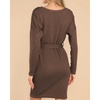 image:imageRVivimos Womens Fall Sweater Dress Casual Long Sleeve Crew Neck Elastic Knit Elegant Mini Dress with BeltBrown