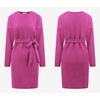 image:imageRVivimos Womens Fall Sweater Dress Casual Long Sleeve Crew Neck Elastic Knit Elegant Mini Dress with BeltFuchsia