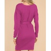 image:imageRVivimos Womens Fall Sweater Dress Casual Long Sleeve Crew Neck Elastic Knit Elegant Mini Dress with BeltFuchsia