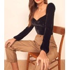 image:imageRVivimos Womens Fall Velvet Long Sleeves Square Neckline Casual Vintage Crop Tops BlouseBlack
